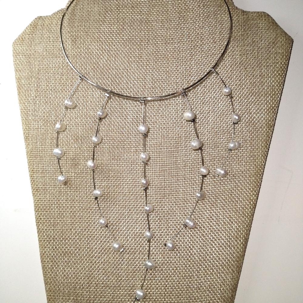 Handmade pearl illusion necklace
